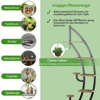 Northix 7-Stufiger Hoher Metall-Pflanzenständer Gebogenes Halbmondförmiges Leiter-Pflanzenregal  