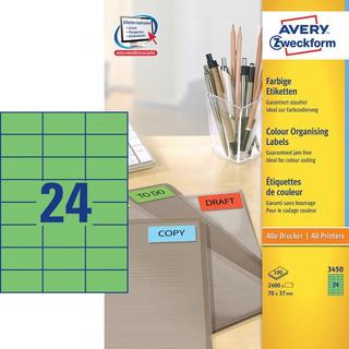 Avery-Zweckform Universal-Etiketten 70 x 37 mm Papier Grün 2400 St. Permanent haftend Tintenstrahldrucker  