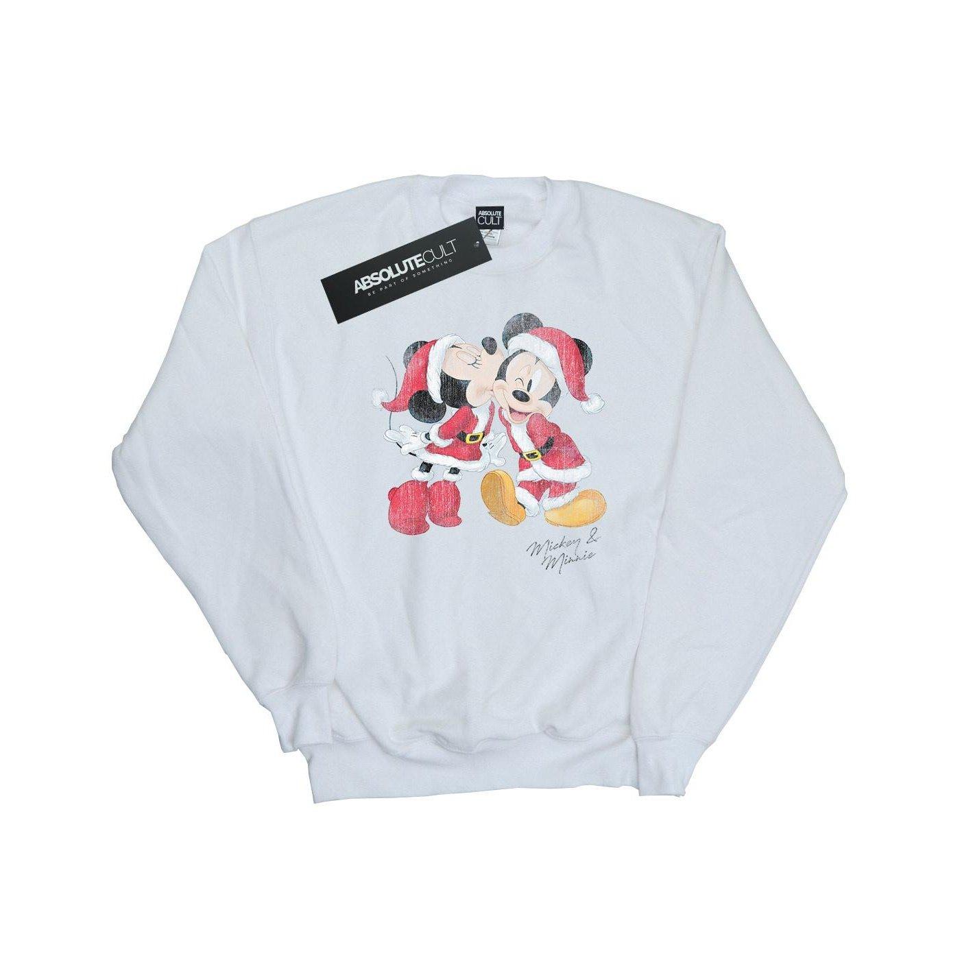 Image of Mickey And Minnie Christmas Kiss Sweatshirt Herren Weiss S