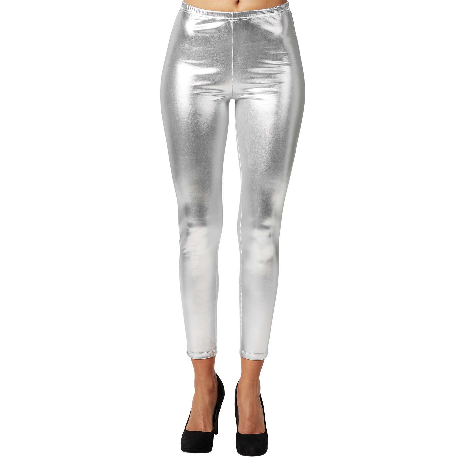 Image of Metallic-leggings Damen Silber XXL