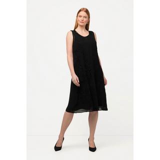 Ulla Popken  Kleid, doppellagig, Perlen, A-Linie, Rundhals, ärmellos 