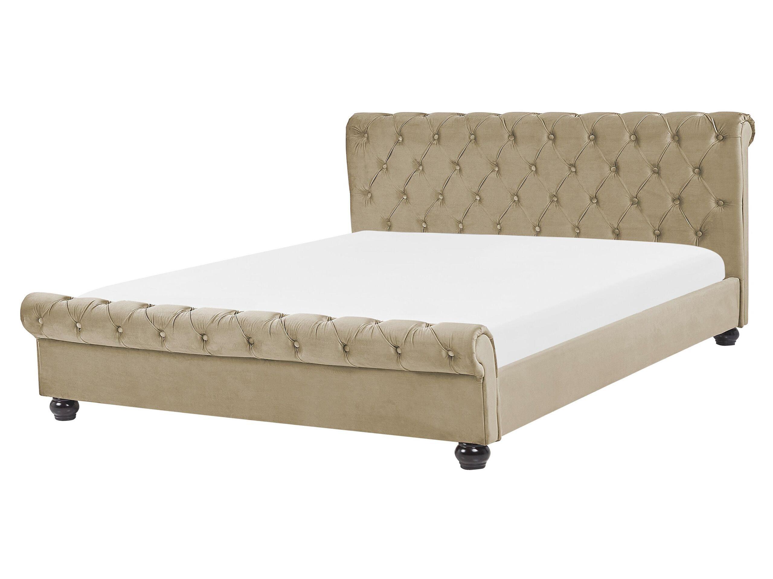 Beliani Letto con rete a doghe en Velluto Glamour AVALLON  