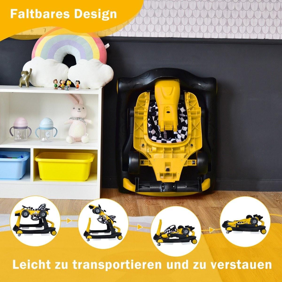 Northix  4 in 1 Lauflernwagen Klappbarer Lauflernwagen Gelb 