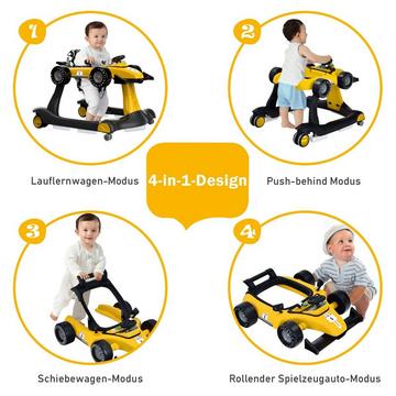 4 in 1 Lauflernwagen Klappbarer Lauflernwagen Gelb
