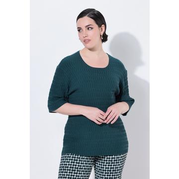 Maglione in maglia lavorata con scollo a girocollo e mezze maniche
