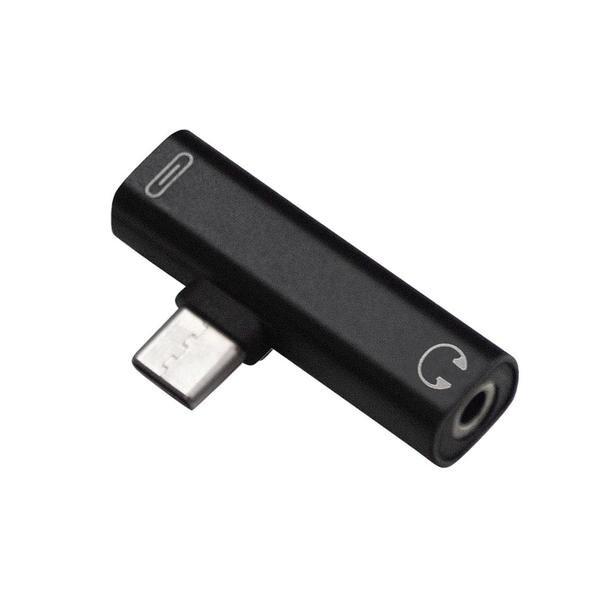 eStore  Répartiteur USB-C avec prise jack 3,5 mm - Noir 