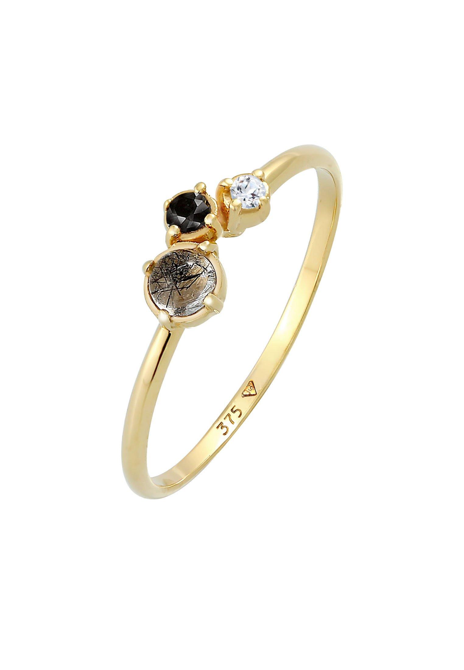 Image of Ring Diamant (0.03 Ct.) Topas Turmalin 375er Gelbgold Damen Gold 56mm