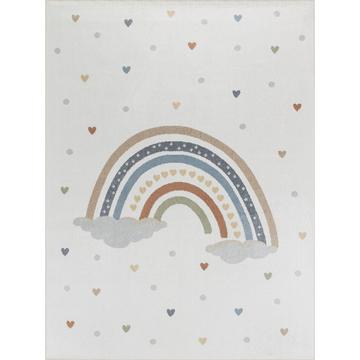 Tapis Enfant Lavable en Machine Arc-en-Ciel Multicolore/Orange