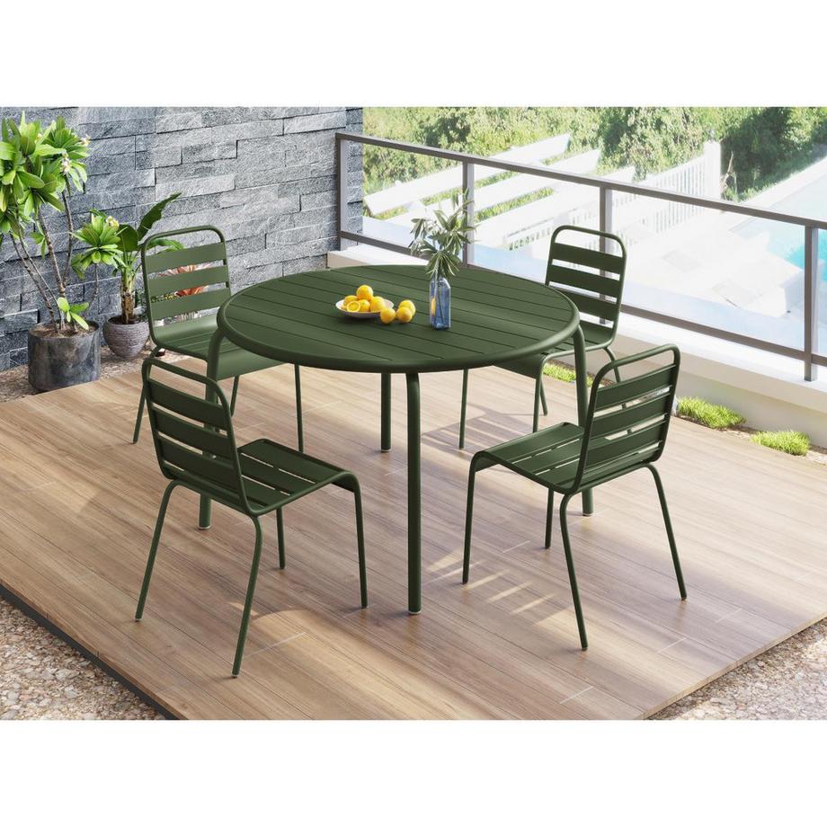 Vente-unique Lot de 2 chaises de jardin empilables en métal - Kaki - MIRMANDE de MYLIA  