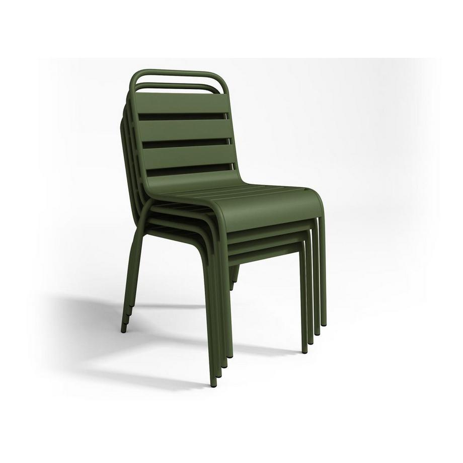 Vente-unique Lot de 2 chaises de jardin empilables en métal - Kaki - MIRMANDE de MYLIA  