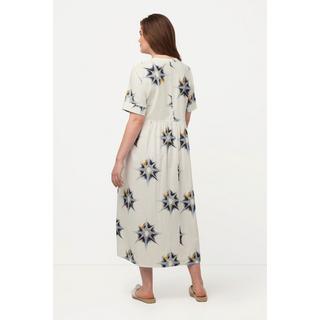 Ulla Popken  Robe, étoiles, décolleté rond, manches courtes, coton bio 