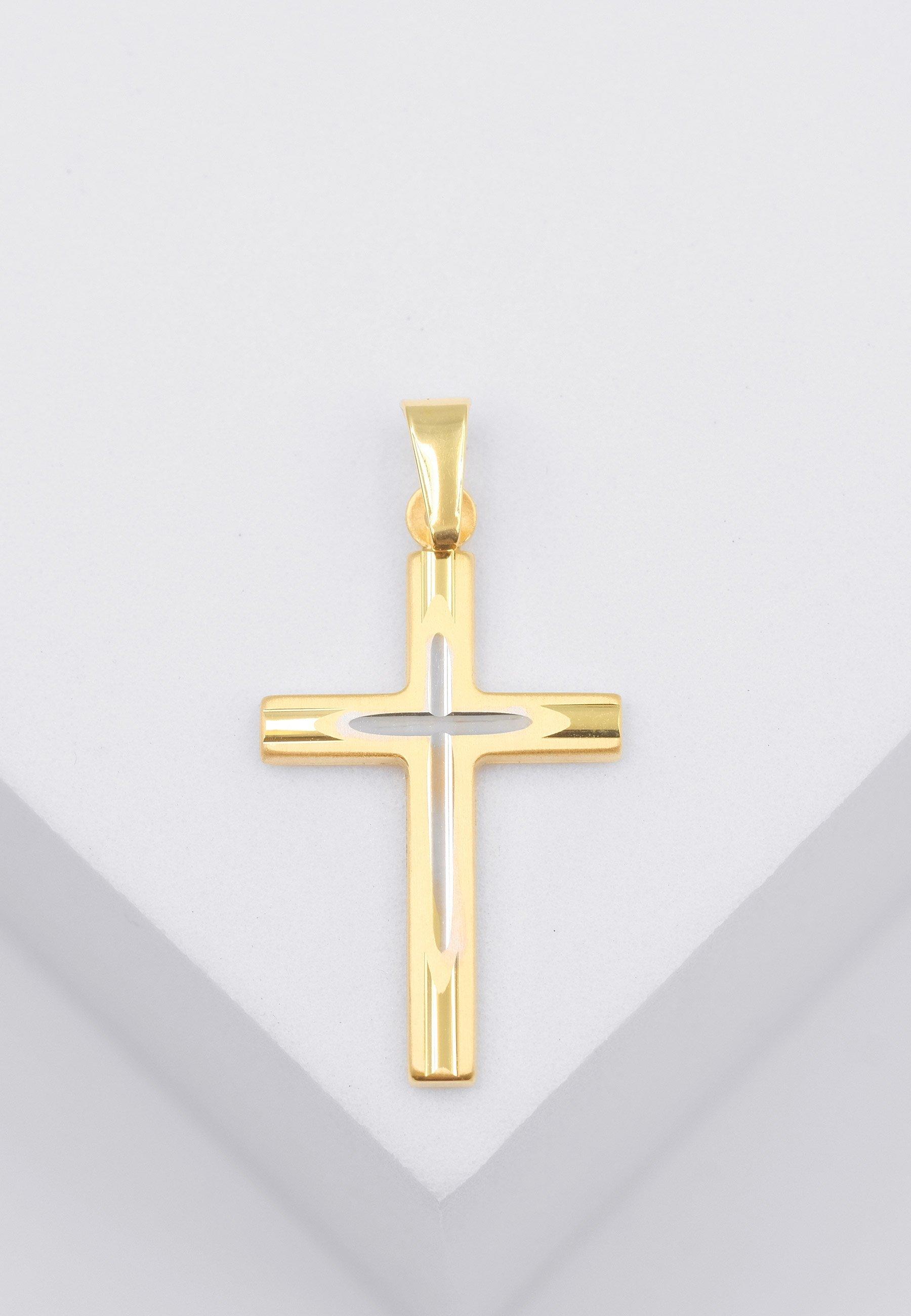 MUAU Schmuck  Anhänger Kreuz Gelbgold 750, 27x14mm 