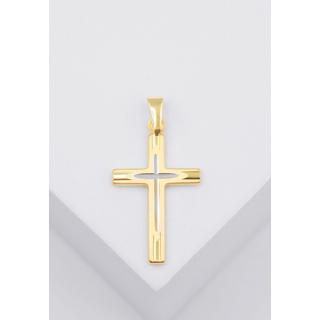 MUAU Schmuck  Anhänger Kreuz Gelbgold 750, 27x14mm 