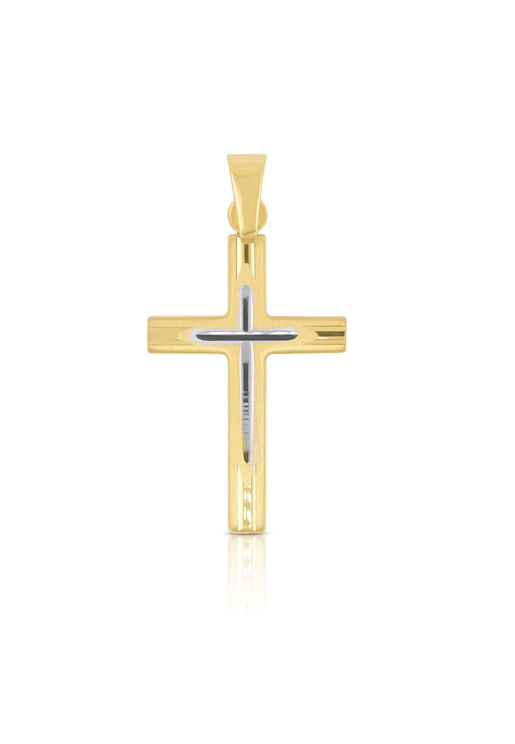 MUAU Schmuck  Anhänger Kreuz Gelbgold 750, 27x14mm 