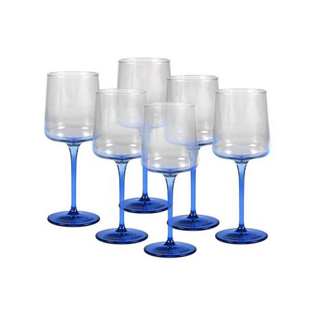 Vente-unique Set di 6 bicchieri da vino in vetro con base blu da 27 cl - D. 9.5 x H. 13 cm - CORALY  