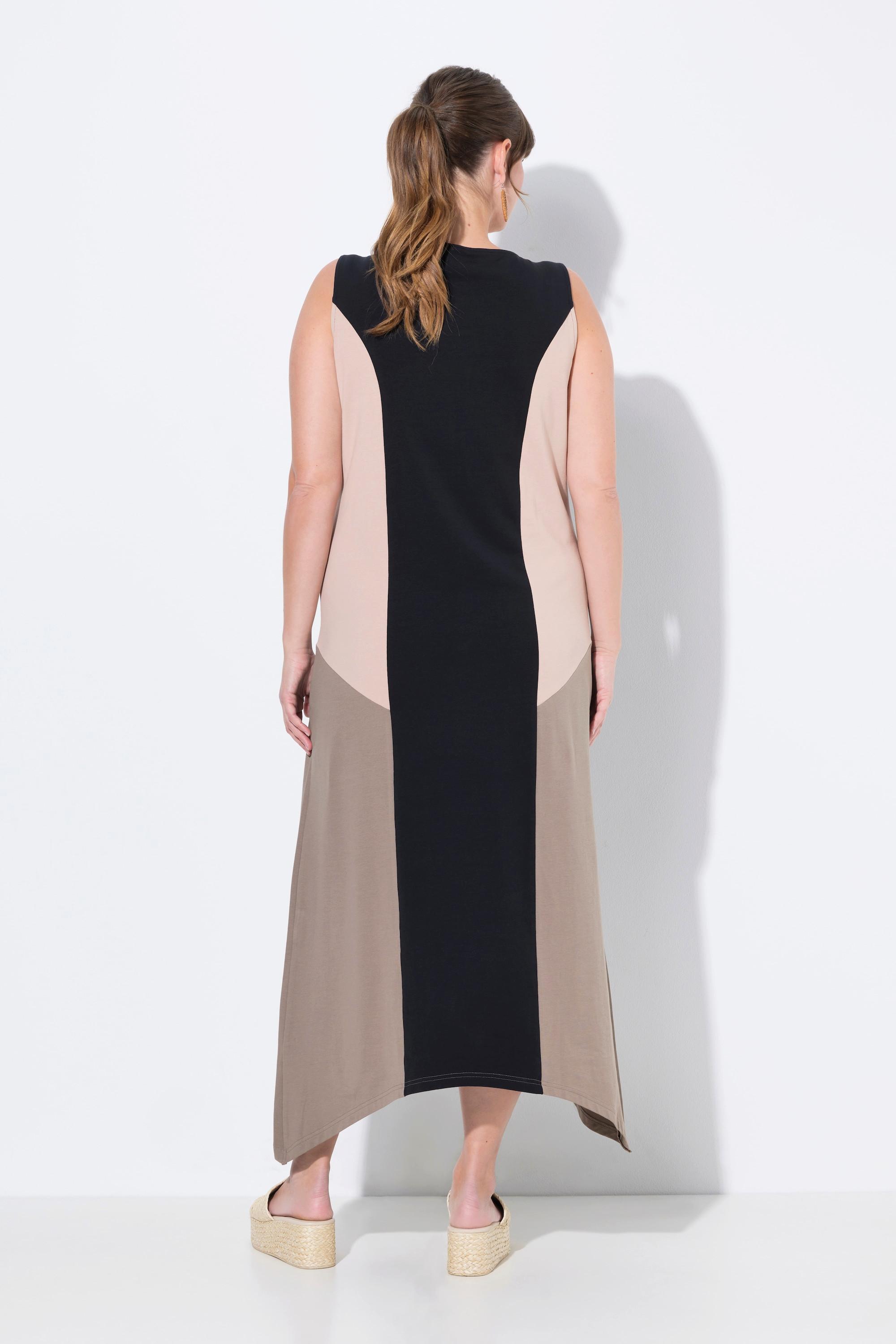 Ulla Popken Abito midi A-line smanicato Cotone biologico Color Block  