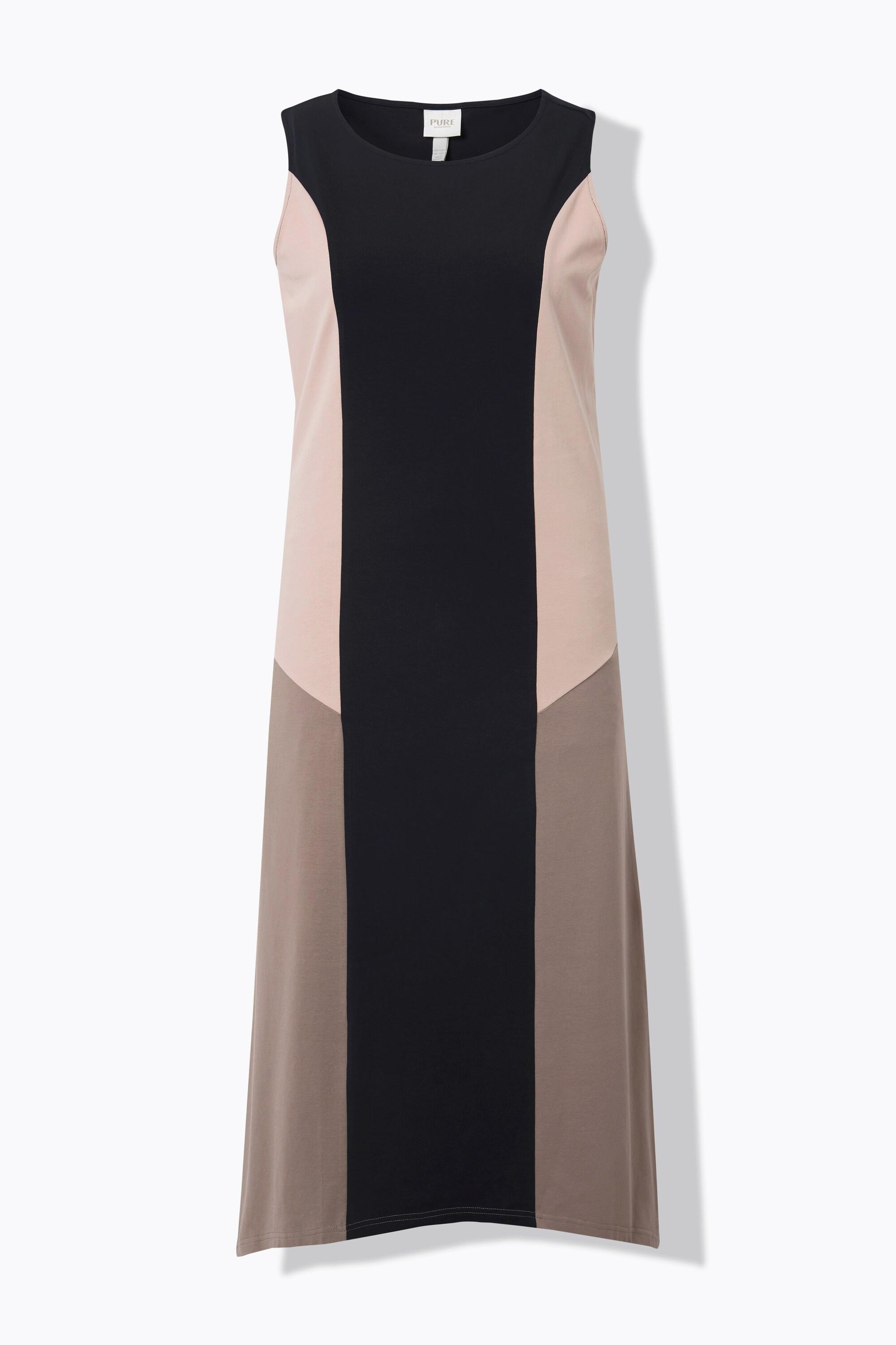 Ulla Popken Abito midi A-line smanicato Cotone biologico Color Block  