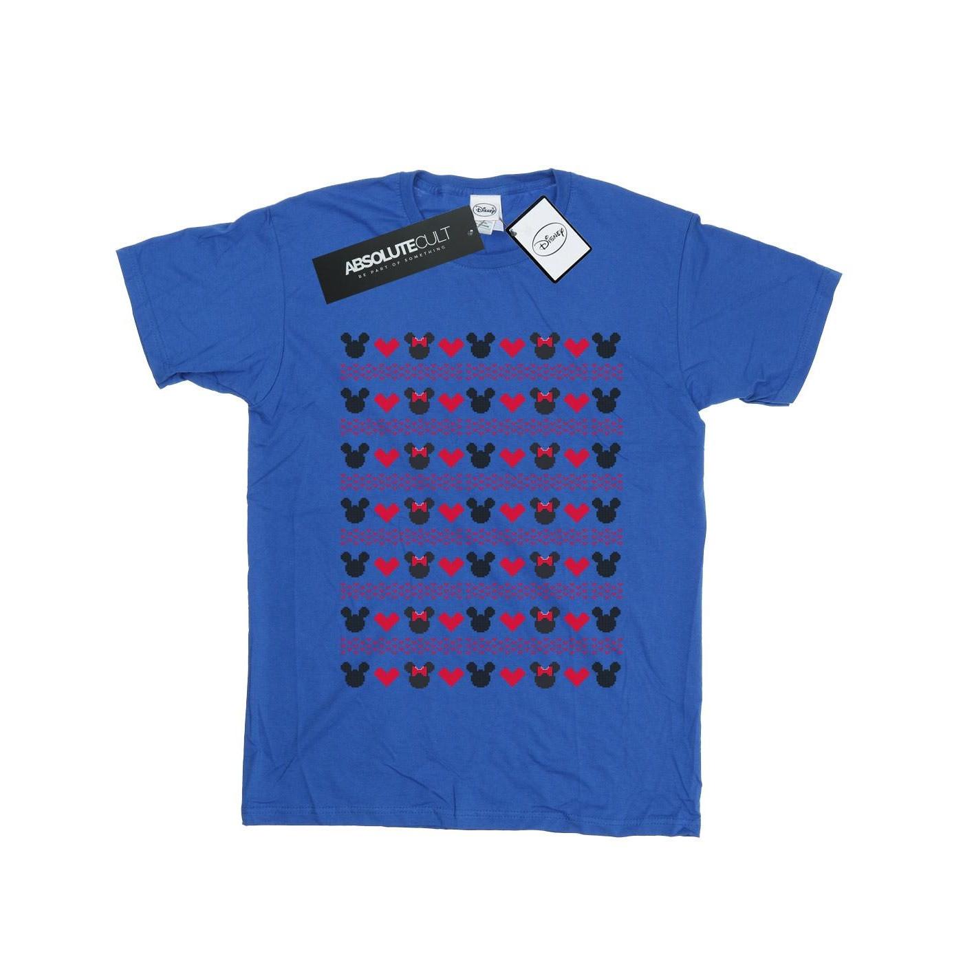 Image of Mickey And Minnie Christmas Hearts Tshirt Damen Königsblau S