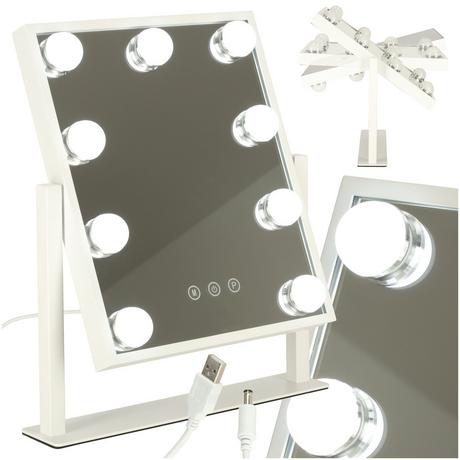 Pricenet  Specchio per il trucco a LED con lampadine USB 25x30 cm 