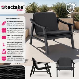 Tectake Rattan Stuhl Treviso mit lackiertem Holzgestell wetterfest  
