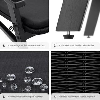 Tectake Rattan Stuhl Treviso mit lackiertem Holzgestell wetterfest  