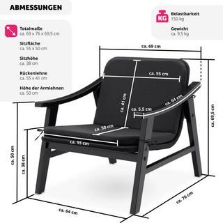 Tectake Rattan Stuhl Treviso mit lackiertem Holzgestell wetterfest  