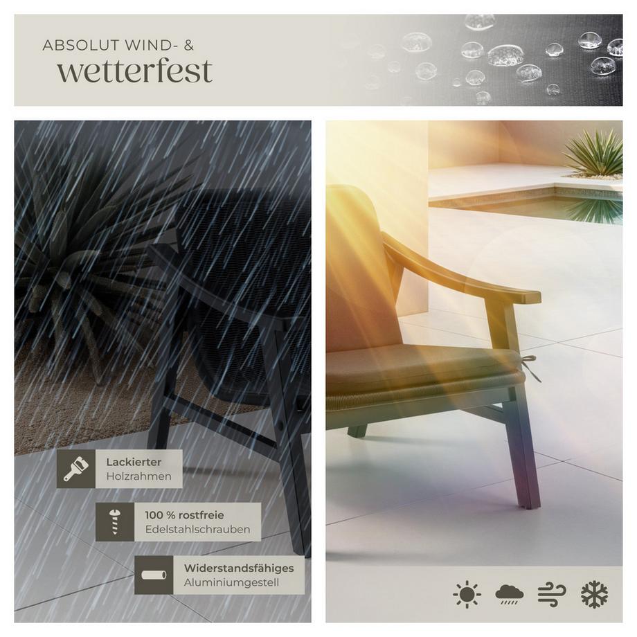 Tectake Rattan Stuhl Treviso mit lackiertem Holzgestell wetterfest  