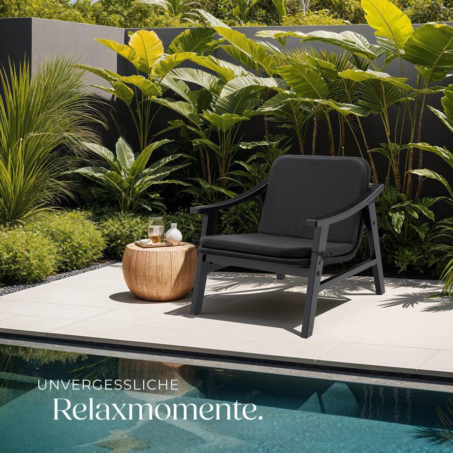 Tectake Rattan Stuhl Treviso mit lackiertem Holzgestell wetterfest  