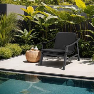 Tectake Rattan Stuhl Treviso mit lackiertem Holzgestell wetterfest  