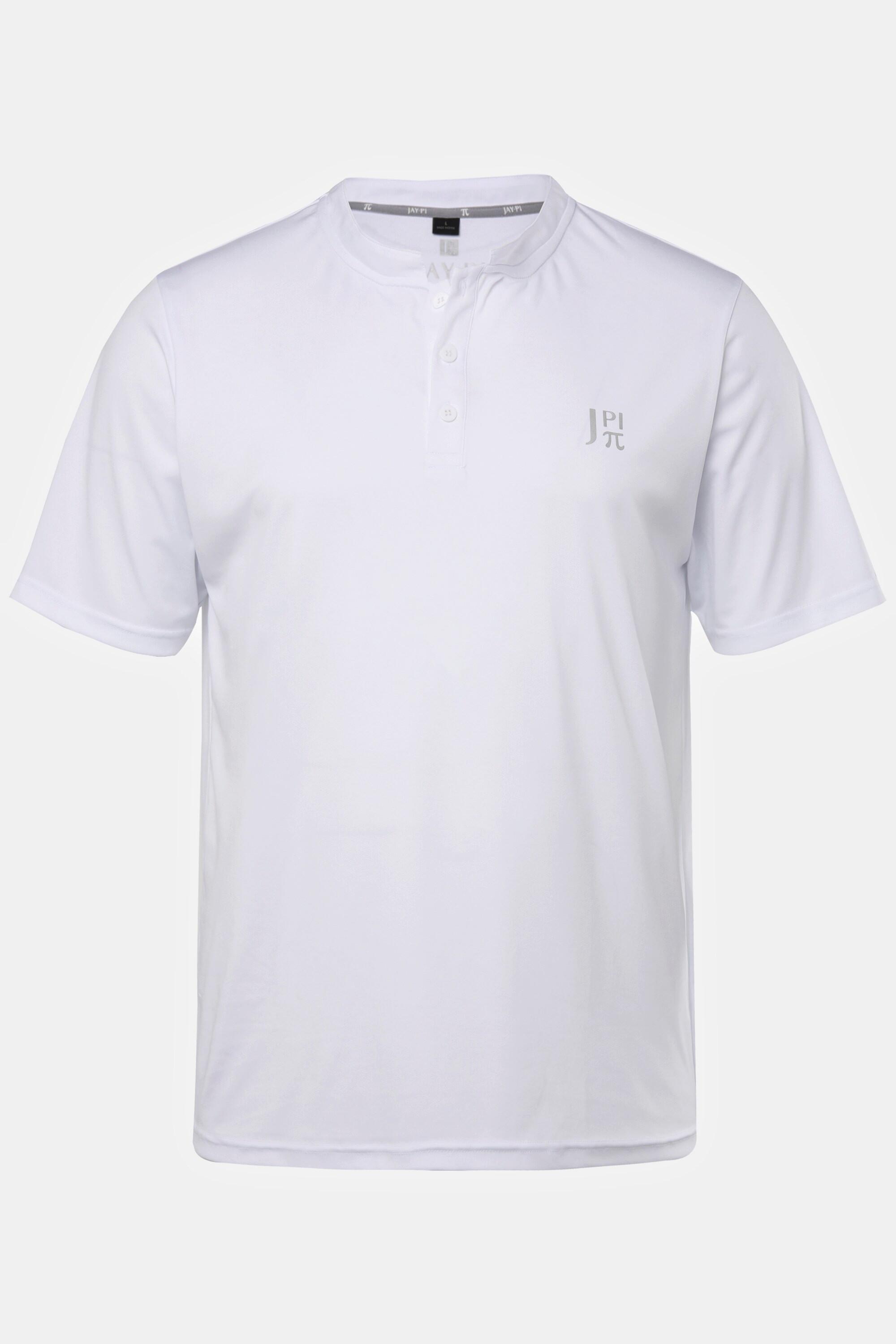 JP1880  Maglia serafino da tennis con QuickDry, mezze maniche, scollo a girocollo e abbottonatura 