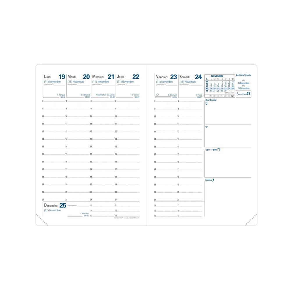 QUO-VADIS Quo Vadis - Einlagen Terminkalender - 2025 - Tour - Die Woche Planning - Französisch - Dez/Dez - 9x12,5 cm - Clairefontaine-Papier Weiß - Hergestellt in Frankreich  