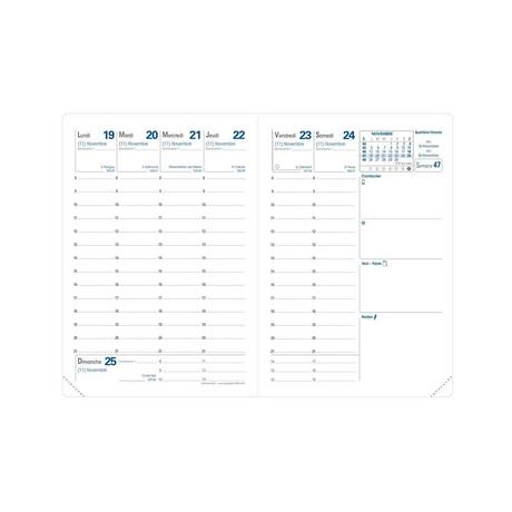 QUO-VADIS Quo Vadis - Einlagen Terminkalender - 2025 - Tour - Die Woche Planning - Französisch - Dez/Dez - 9x12,5 cm - Clairefontaine-Papier Weiß - Hergestellt in Frankreich  