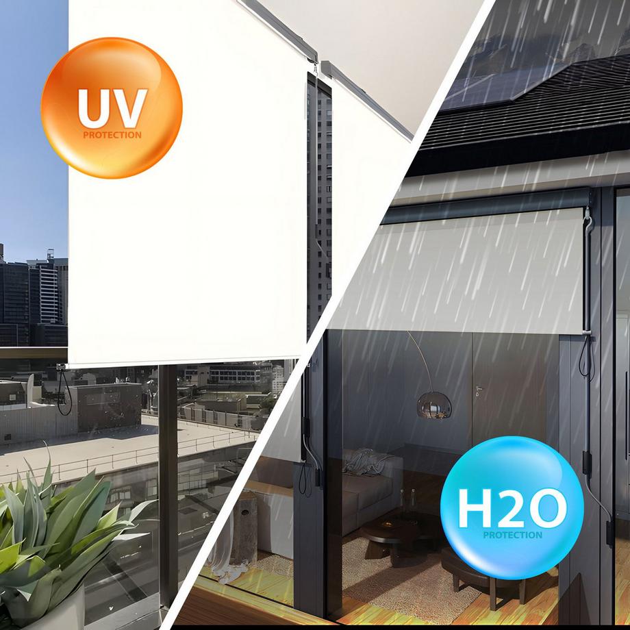 Northix Auvent enroulable vertical avec manivelle, balcon, terrasse, tonnelle, beige, MultiGarden  