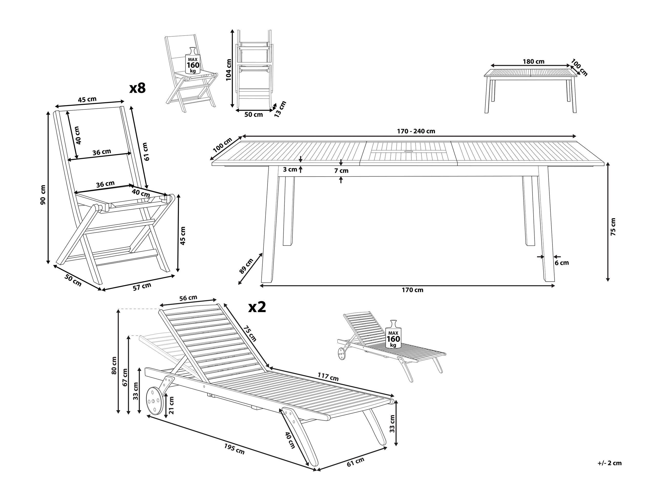 Beliani Gartentisch Set aus Akazienholz Klassisch CESANA  