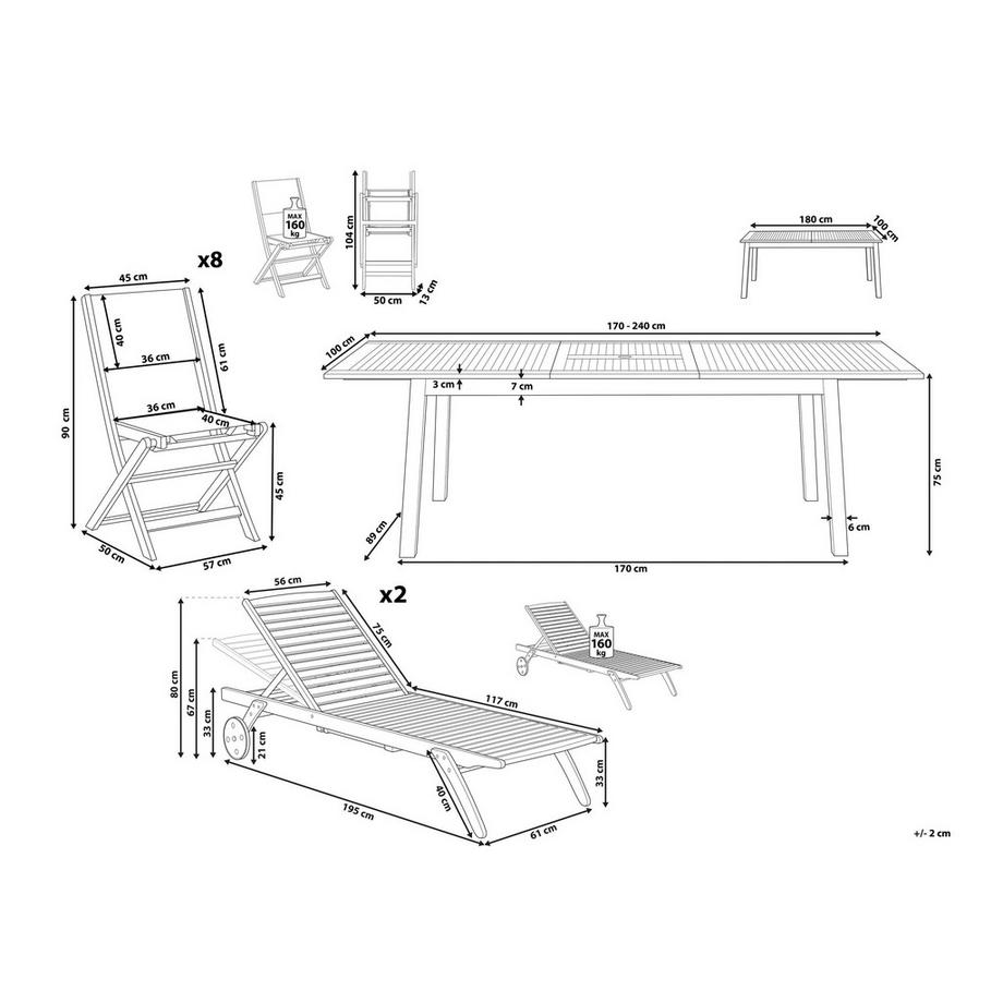 Beliani Set da pranzo per giardino con sedie en Legno d'acacia Classico CESANA  