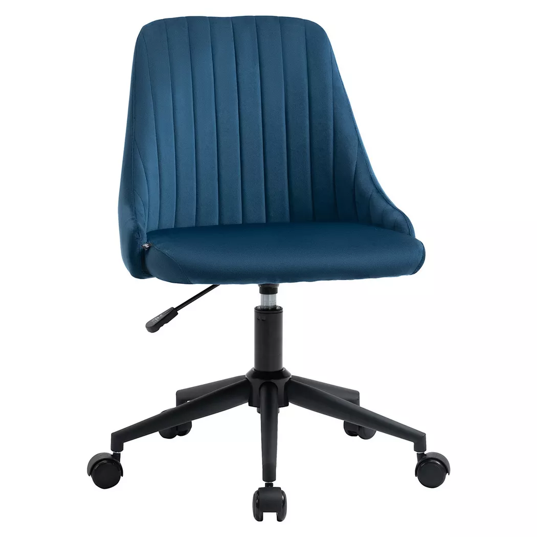 Northio – Bürostuhl Drehstuhl Schreibtischstuhl Ergonomisch Liniendesign Höhenverstellbar 360° Drehbar Samtartiges Polyester Blau 50 X 58 77-85 Cm, x 59 cm