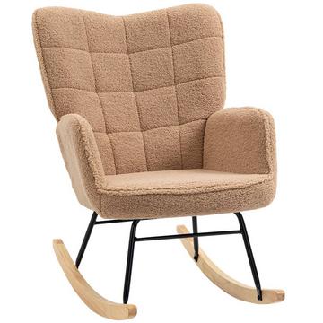 Rocking Chair, Fauteuil D'Appoint, Fauteuil De Relaxation En Imitation Cuir D'Agneau, Pour Chambre, Jusqu'À 120 Kg, Marron