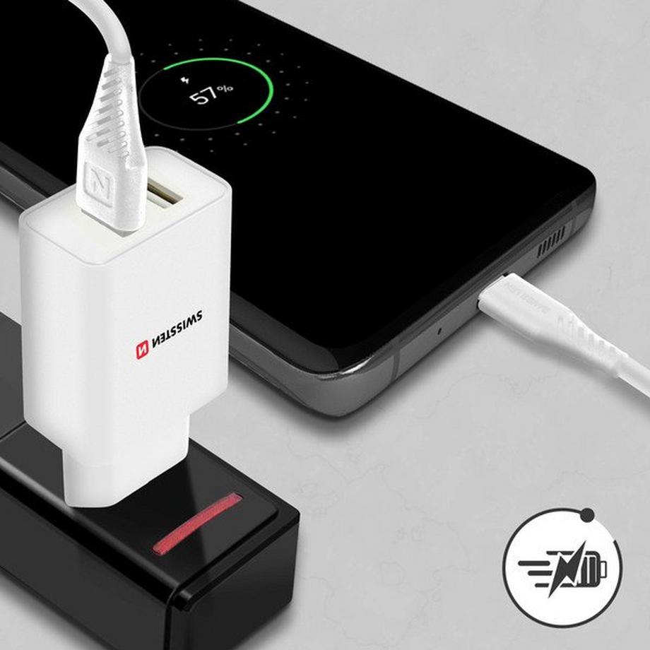 SWISSTEN  USB-Ladegerät + USB-C Kabel Swissten 