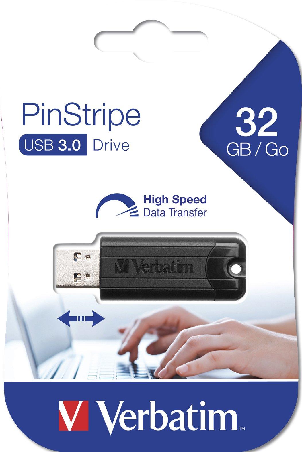 Verbatim  Verbatim PinStripe 3.0 - Memoria USB 3.0 da 32 GB  - Nero 