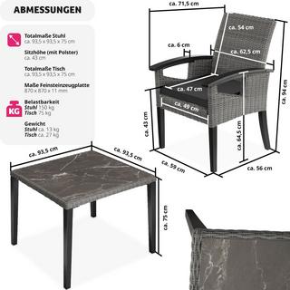 Tectake Table en rotin Tarent avec 4 chaises Rosarno  