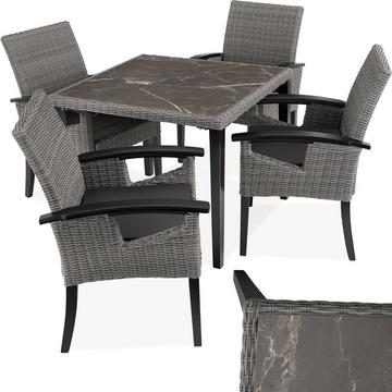 Table en rotin Tarent avec 4 chaises Rosarno