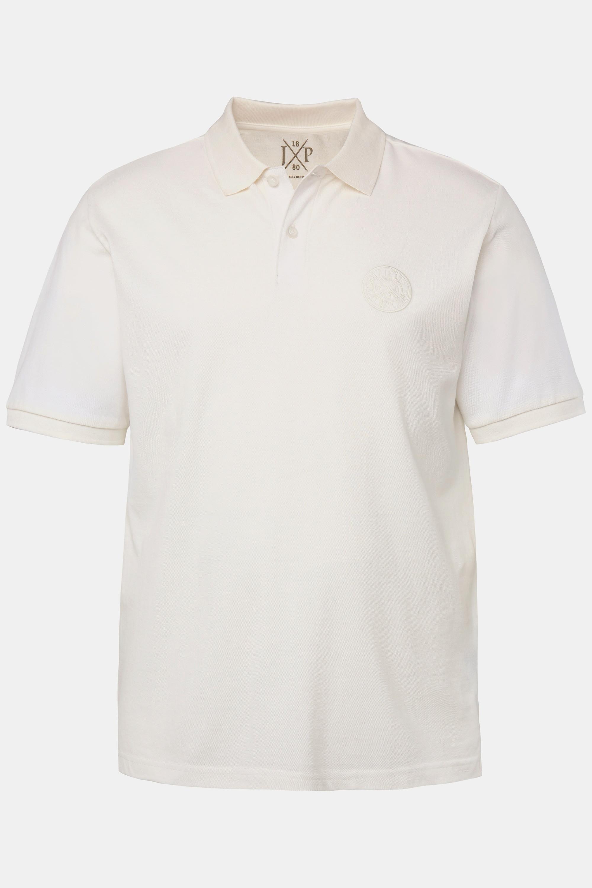 JP1880  Maglia polo in piqué con mezze maniche e applicazione sul petto, fino alla tg. 8XL 