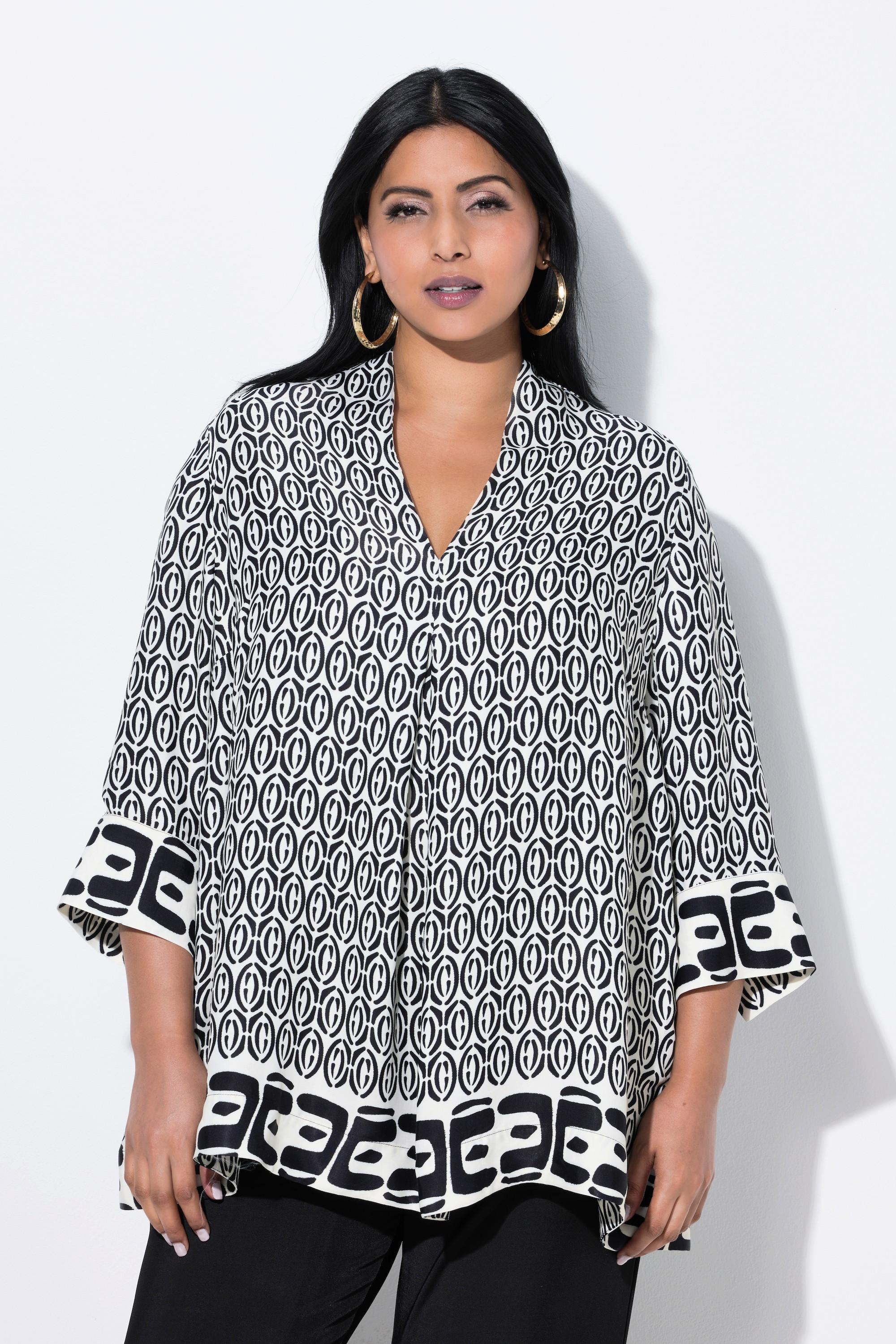 Ulla Popken Tunica A-Line Collo a Calice Scollo a V Maniche 3/4  