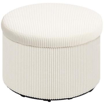 Tabouret avec espace de rangement tabouret avec couvercle, repose-pieds ottoman rond avec aspect cordon pour salon, chambre 60 x 60 x 41 cm beige Aosom