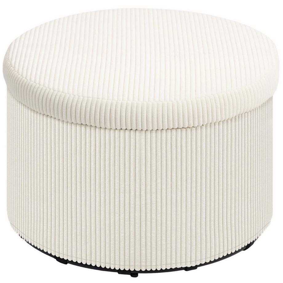 Northio Tabouret avec espace de rangement tabouret avec couvercle, repose-pieds ottoman rond avec aspect cordon pour salon, chambre 60 x 60 x 41 cm beige Aosom  