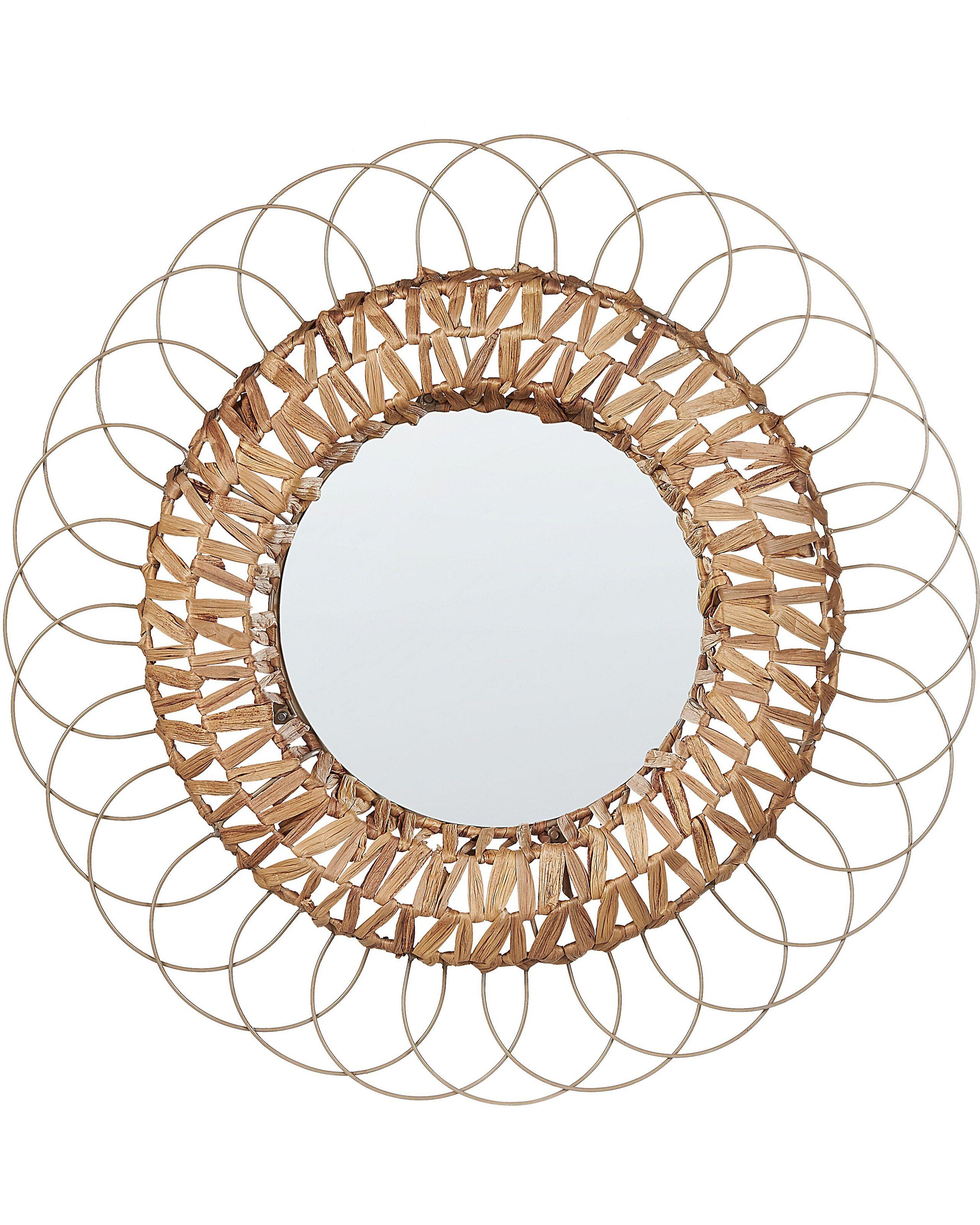 Image of Wandspiegel aus Wasserhyazinthe Boho PAMOL Wandspiegel aus Wasserhyazinthe Boho PAMOL