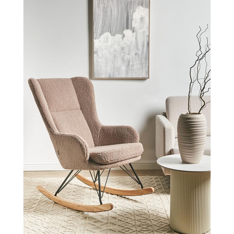 Beliani Fauteuil à bascule en Bouclé Traditionnel LUOMA  