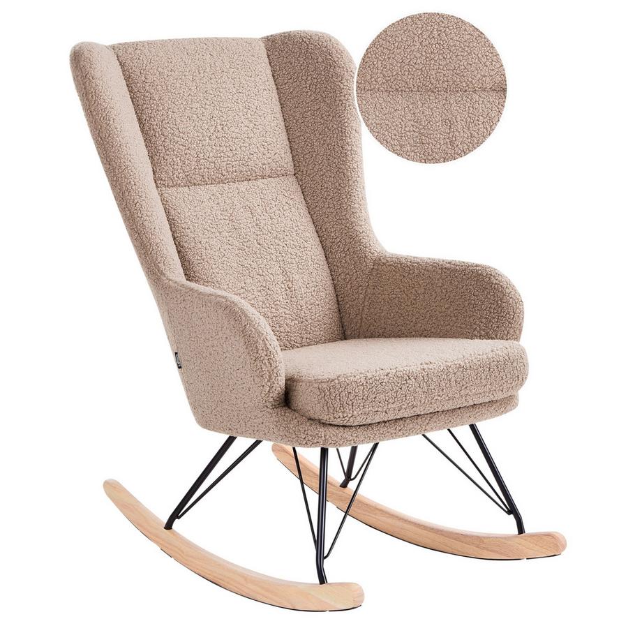 Beliani Fauteuil à bascule en Bouclé Traditionnel LUOMA  
