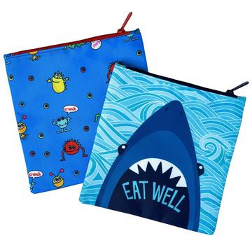 Yumbox wiederverwendbare Sandwich - Taschen 2er Set – Hai und Monster