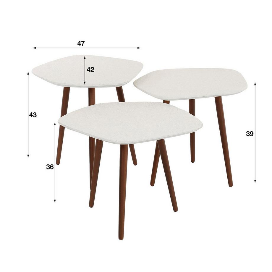 mutoni Table basse Stone Point (lot de 3)  